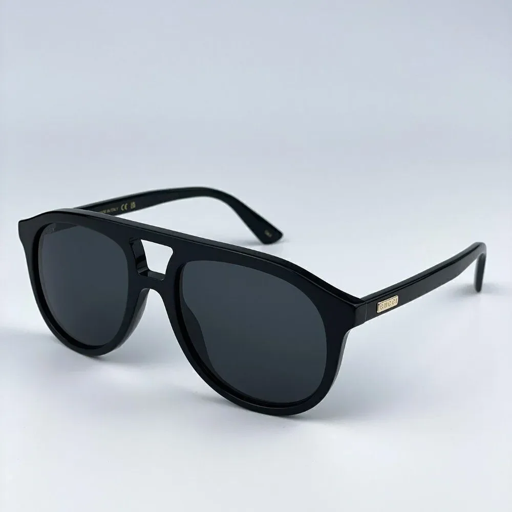 NEW Gucci GG1320S 004 Black Grey Pilot Unisex Sunglasses
